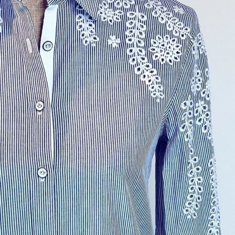 NWT rag & bone Anthropologie Striped eyelet blouse Women XS - Picture 2 of 9